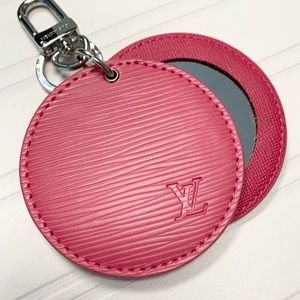 Louis Vuitton Pink Round Mirror Keychain Bag Charm
